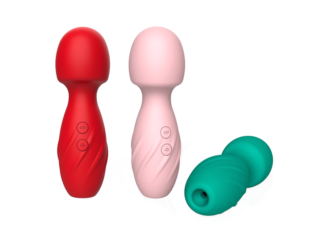 Palillo De Masaje Micrófono Cute 10 Frecuencias Vibración/sugción Placer Doble Impermeable Bajo Ruido