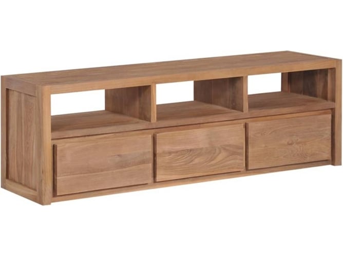 Vidaxl Teca Mueble de tv madera maciza acabado natural 120x30x40cm mobiliario art planet