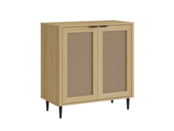 Aparador Lukhomso con 2 puertas, 83x80x40 cm, MDF, acabado Roble/Ratán [EN.CASA]