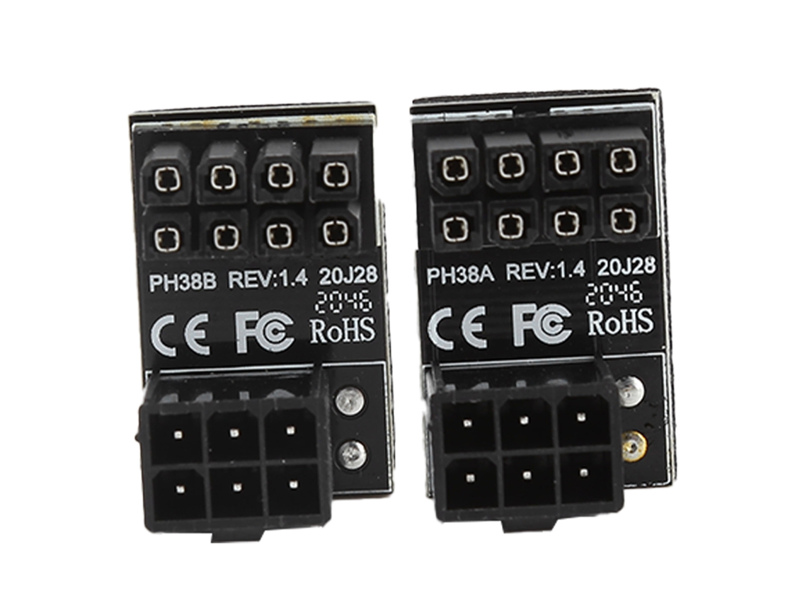 adaptadores de corriente con conector hembra de 6 pines a macho de 8 pines y ángulo de 180 grados para tarjeta de video de escritorio (negro)
