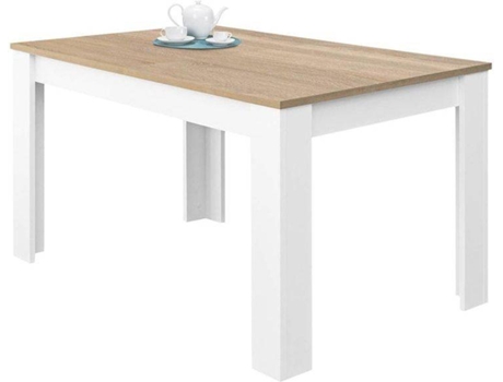 Mesa de Comedor HABITDESIGN Kendra (Blanco Artik - Roble Canadian - Melamina - 140–190 x 78 x 90 cm)