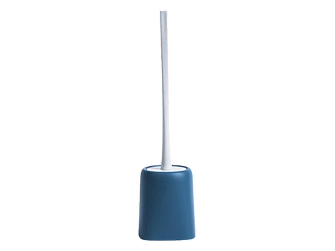 Cepillo de baño de estilo nórdico con cabezal suave y secado al aire automático, limpiador de inodoro azul claro