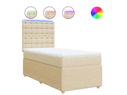 Maison Exclusive - Cama Box Spring Con Colchón Tela Color Crema 90x200 Cm