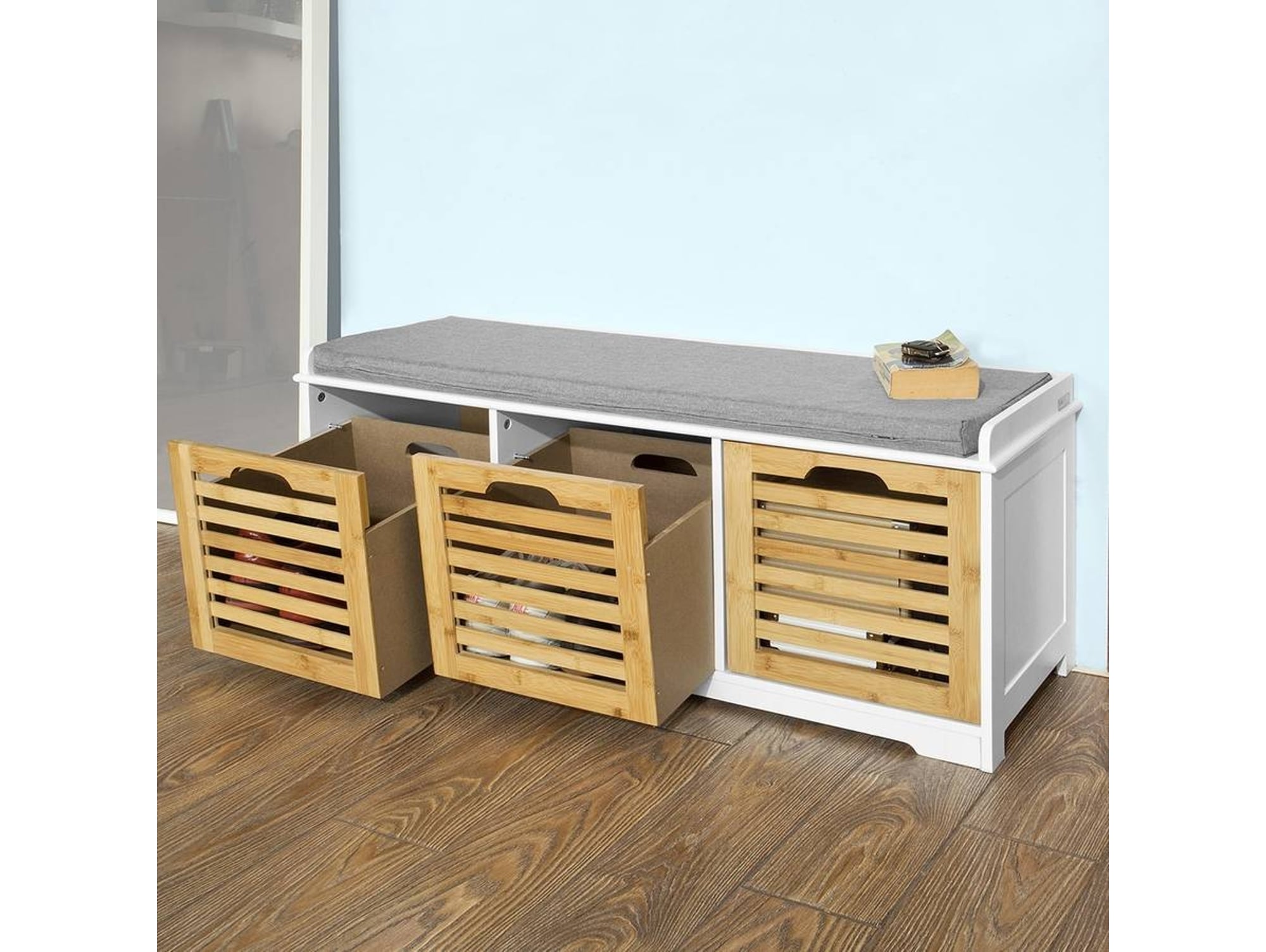 Banco Armario de Zapatos SOBUY Marrón (105x35x43cm)