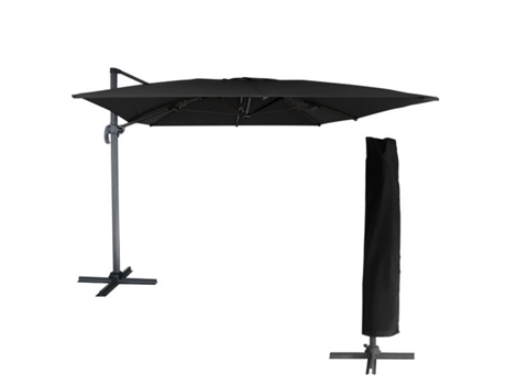 Sombrilla Excéntrica Molokai Rectangular 3X4M Negro Funda HAPPY GARDEN