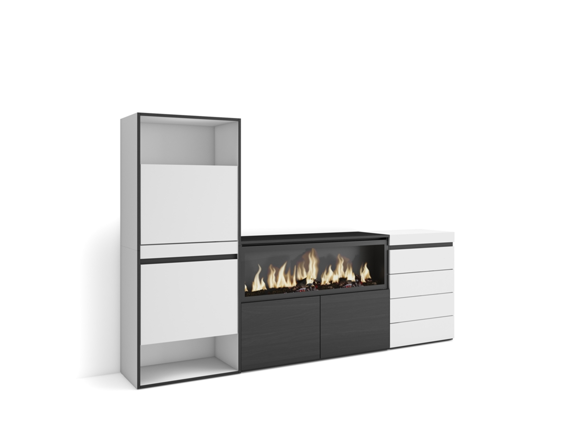 Zapatero | Organización de almacenamiento | 224 x 145 x 35 cm | Para dormitorio | Chimenea eléctrica XXL | Cómoda | Blanco Duérmete Online