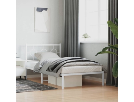 Cama con Cabecero de Metal Blanco VIDAXL (207x105x91cm)