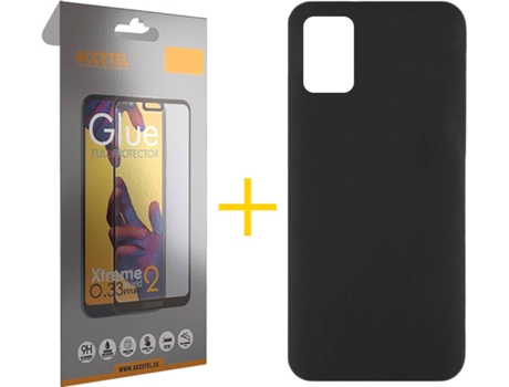 Kit Funda + Protector de Pantalla Samsung Galaxy A51 ACCETEL Full Silicona Líquida (Negro)