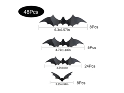 Pegatinas de murciélago 3D de Halloween, 48 piezas de murciélagos negros de PVC para decoración de casas embrujadas (Viewleaf)