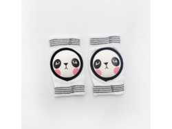 Rodilleras antideslizantes y transpirables para bebés que están aprendiendo a caminar, en blanco y negro, con diseño de panda.