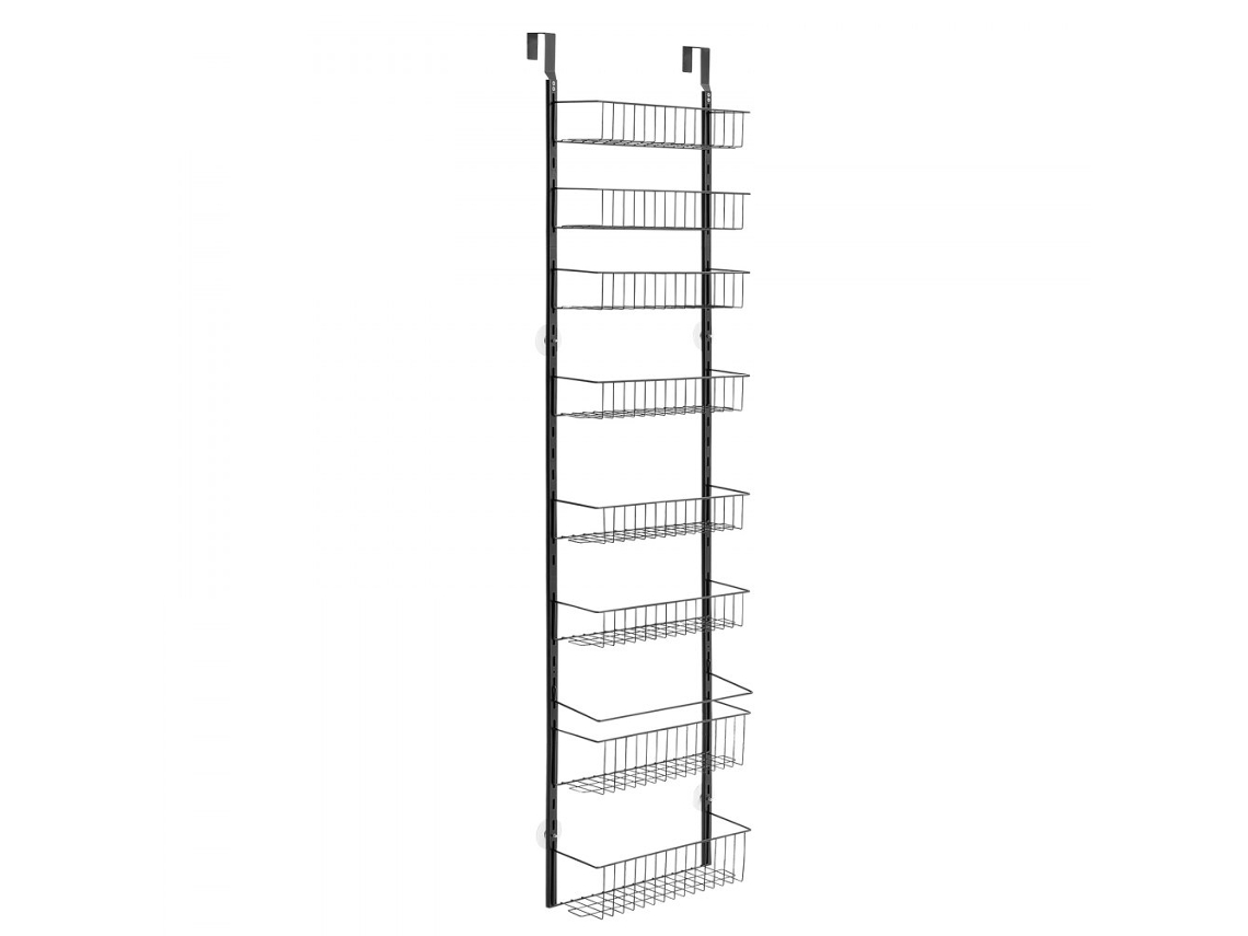 Estante para especias de pared con 8 cestas y ganchos para puertas de hasta 50 mm de grosor - Tekmaquinas