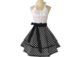 Precioso delantal vintage Rebe para mujer con bolsa ajustable de lona de algodón blanca.