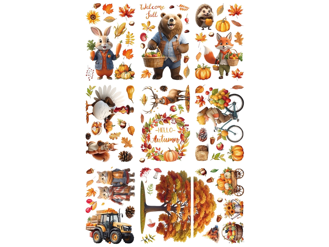 Pegatinas de otoño con perros y gatos, decoración del hogar. NEVEANCE