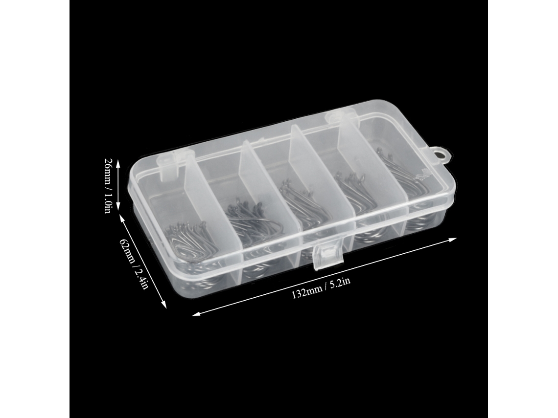 75 Anzuelos De Pesca Descentrados Circulares De Acero Al Carbono Con Caja Transparente.
