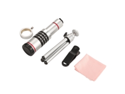 Telescopio monocular portátil de sobremesa de 18 aumentos con trípode para teléfonos móviles (plateado)