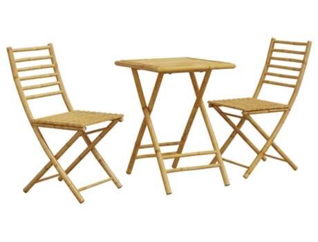 Conjunto 3 de mesa y sillas de jardín VIDAXL bambú