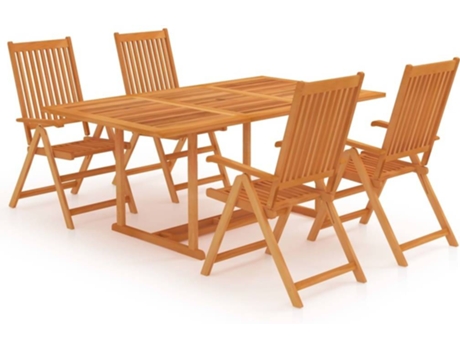 Conjunto 5 Conjunto de comedor de jardín VIDAXL madera maciza de teca
