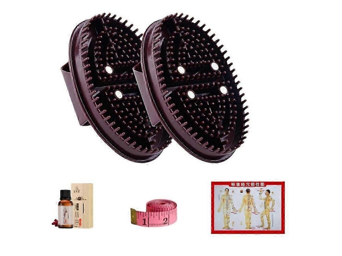 Cepillo Meridiano Profesional Para Salones De Belleza, Cepillo De Masaje Manual Marrón Con Terapia Magnética.