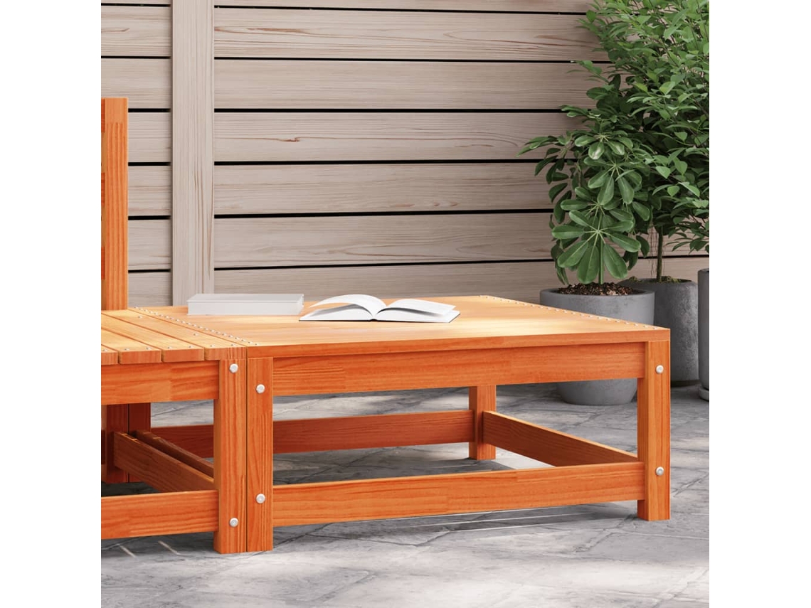 Reposapiés de jardín 70x70x30 cm Pino macizo Marrón Cera Lovely Home