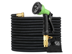 Manguera De Jardín Extensible De 30 M (100 Pies) Con Boquilla Metálica De 8 Funciones Y Conectores De Latón De 19 Mm (3/4"), Flexible.