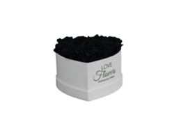 12 Flores de AMOR de Rosas Negras Naturales Preservadas en Caja de Corazón Blanca - Colección Heart Rose