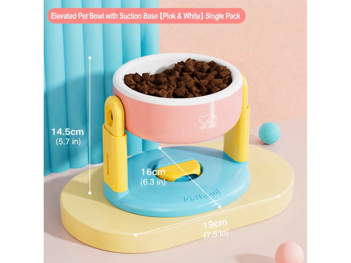 Comedero Ajustable Para Mascotas Con 3 Niveles De Altura,diseño Con Ventosa,resistente A La Acumulación De Verdín,apto Para Gatos Y Perros