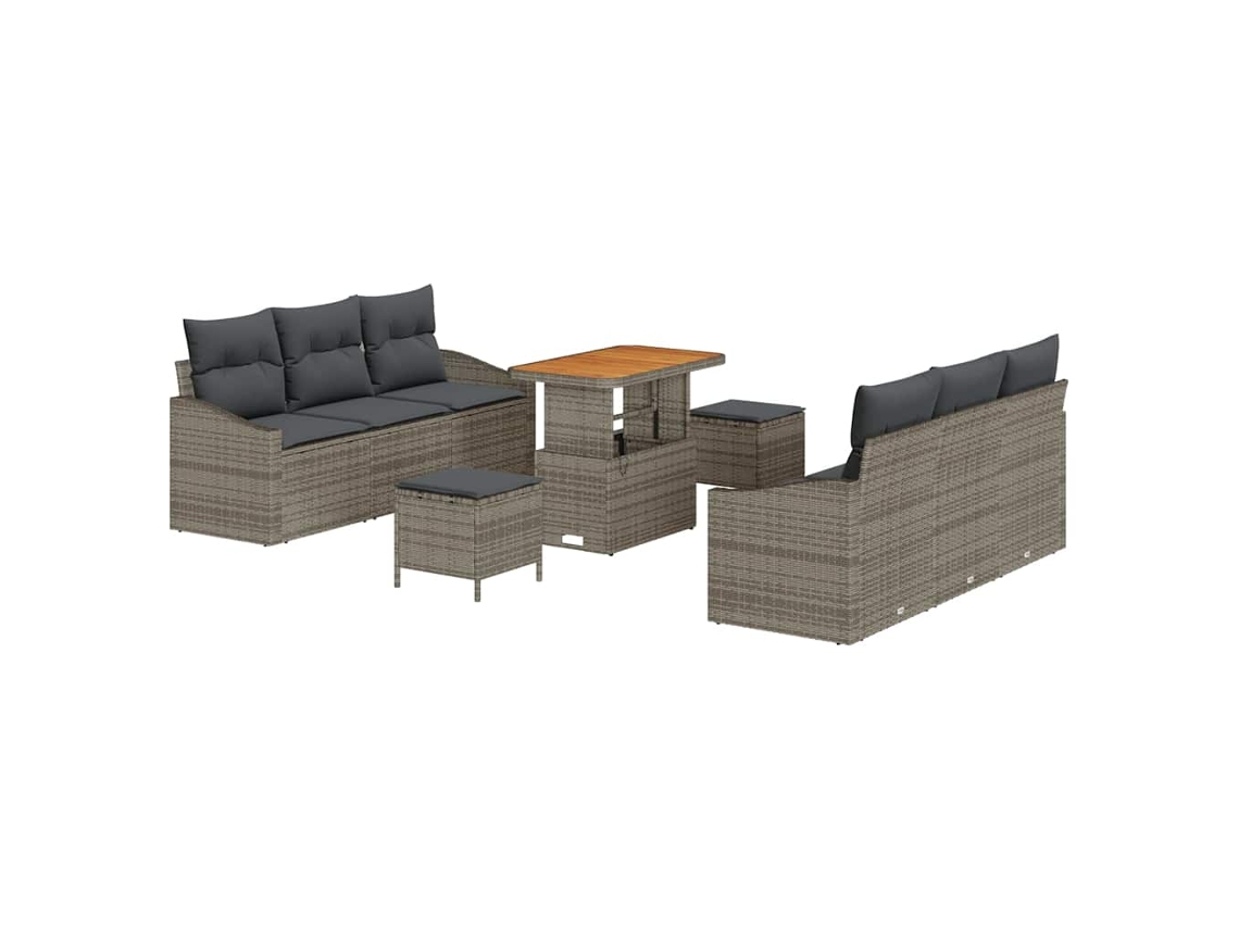 Maison Exclusive - Conjunto De Sofá De Jardín Con Cojín Con Almohada 9 Pcs Gris