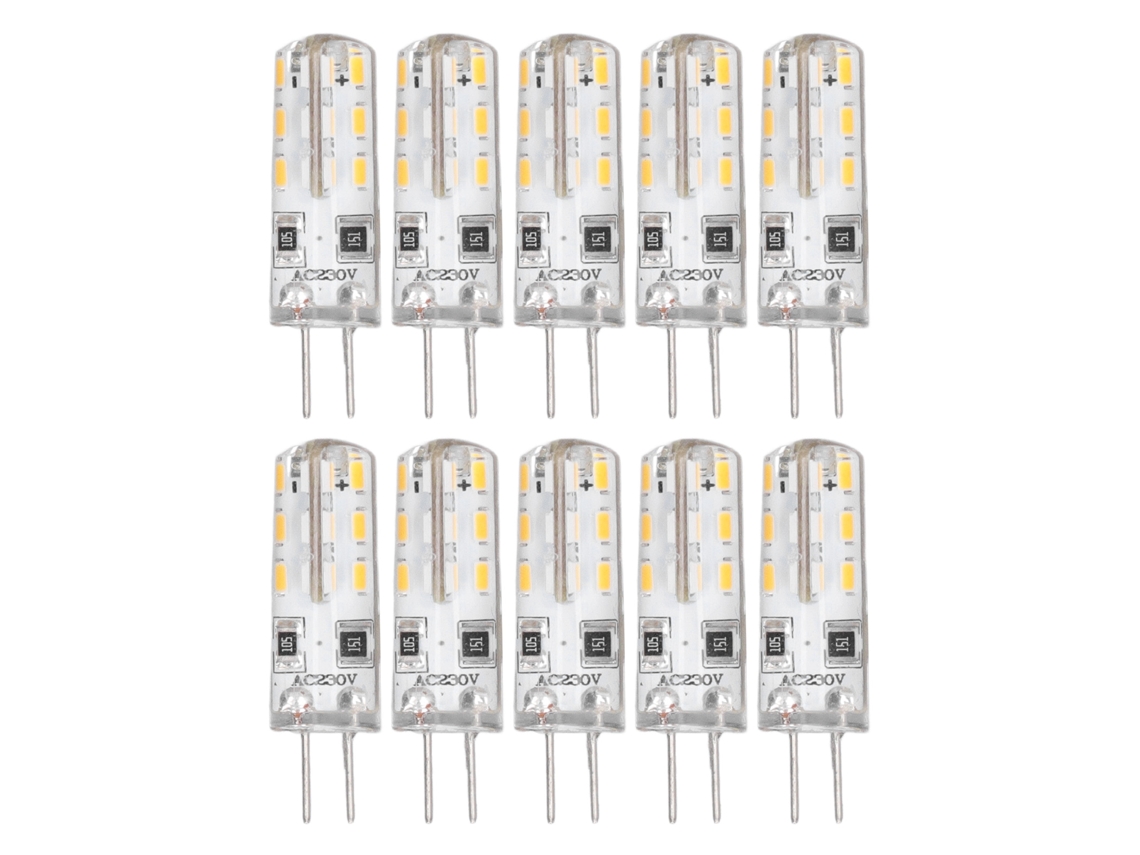 Rebe-10 Piezas Bombillas Led G4 Base Bi Pin Silicona Blanca Cálida 3000k 1.5w Ac220v 110lm Para Jardín Reemplazo