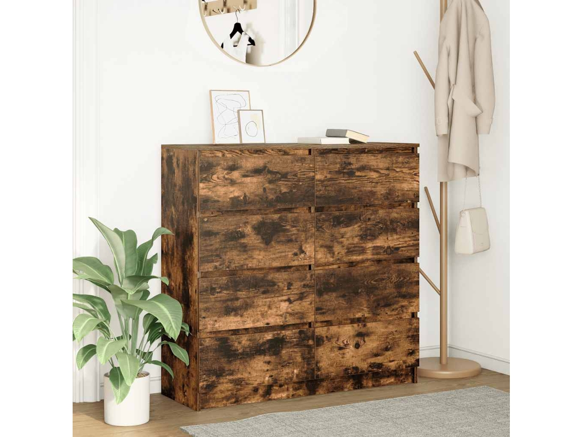 Aparador | Mueble De Comedor | Buffet Roble Ahumado 100x35x99 Cm Madera De Ingeniería Wsd64667