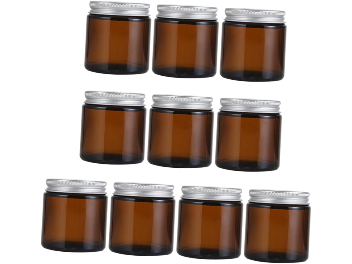 Juego De 10 Recipientes De Vidrio Marrón De 100 Ml Para Velas Aromáticas Caseras Con Tapa, Recipiente Seguro.