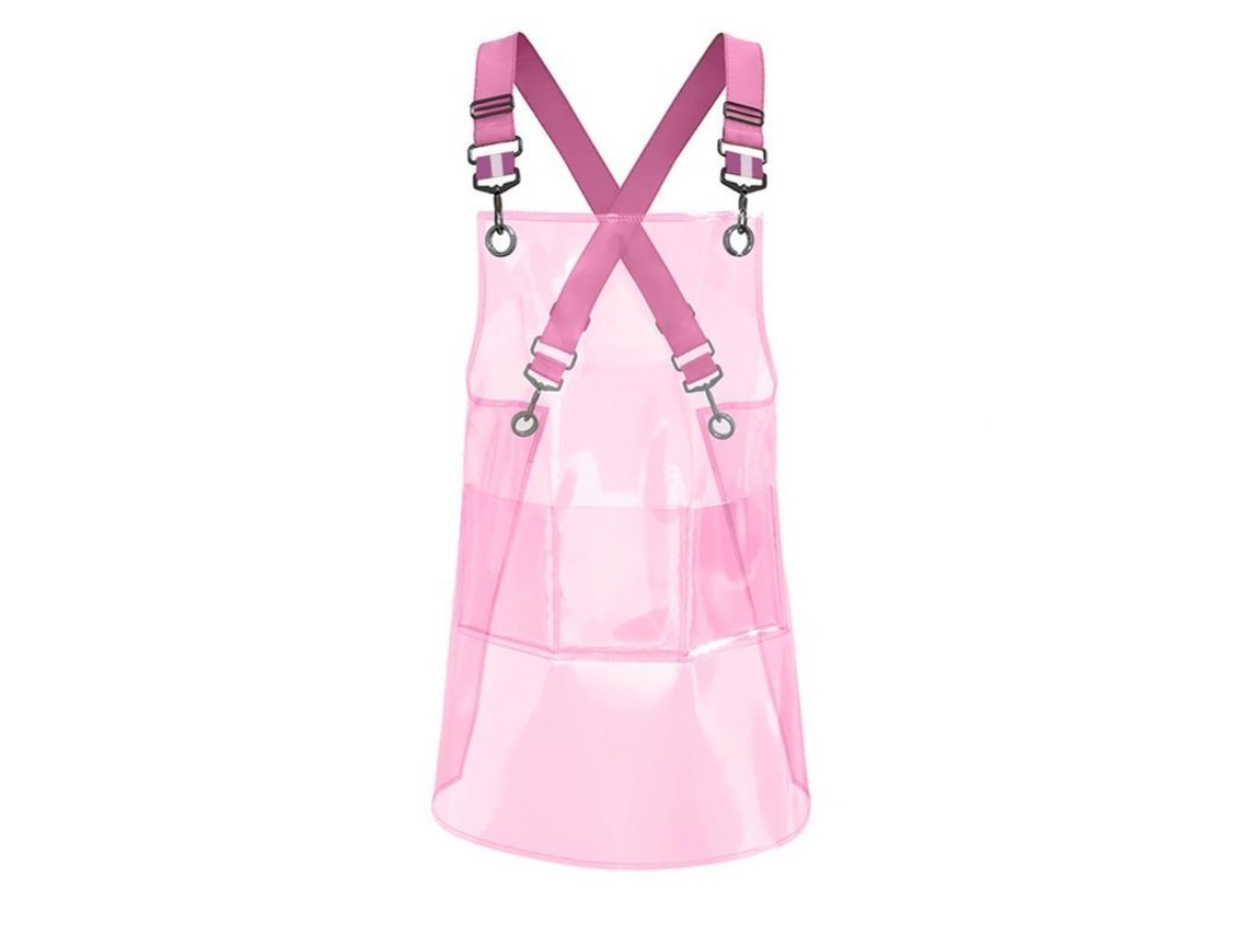 2026-delantal De Cocina Transparente Impermeable Resistente Al Aceite Tpu Reutilizable Para Cocina Barbería Cafetería Hogar Cinta Rosa