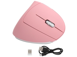 Mouse Vertical Sem Fio Usb 2.4g Ergonomico Recarregavel 4 Dpi Rgb Para Escritorio E Jogos H1 Rosa