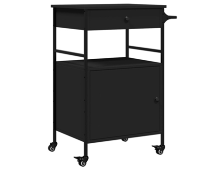 Carrito de cocina de madera de ingeniería negro VIDAXL (56x43x89,5 cm)