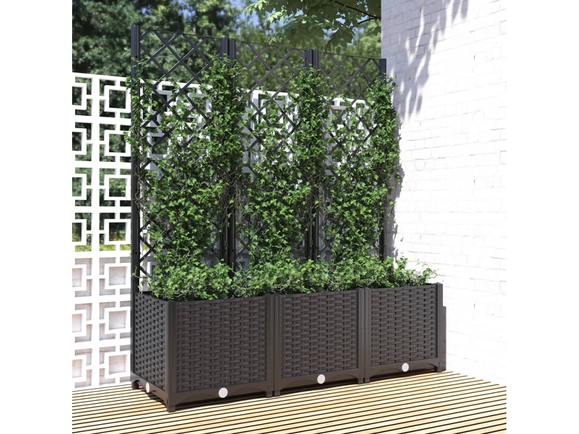 Maceta/Jardinera de Jardín con Enrejado 120X40X136 Cm PP Negro