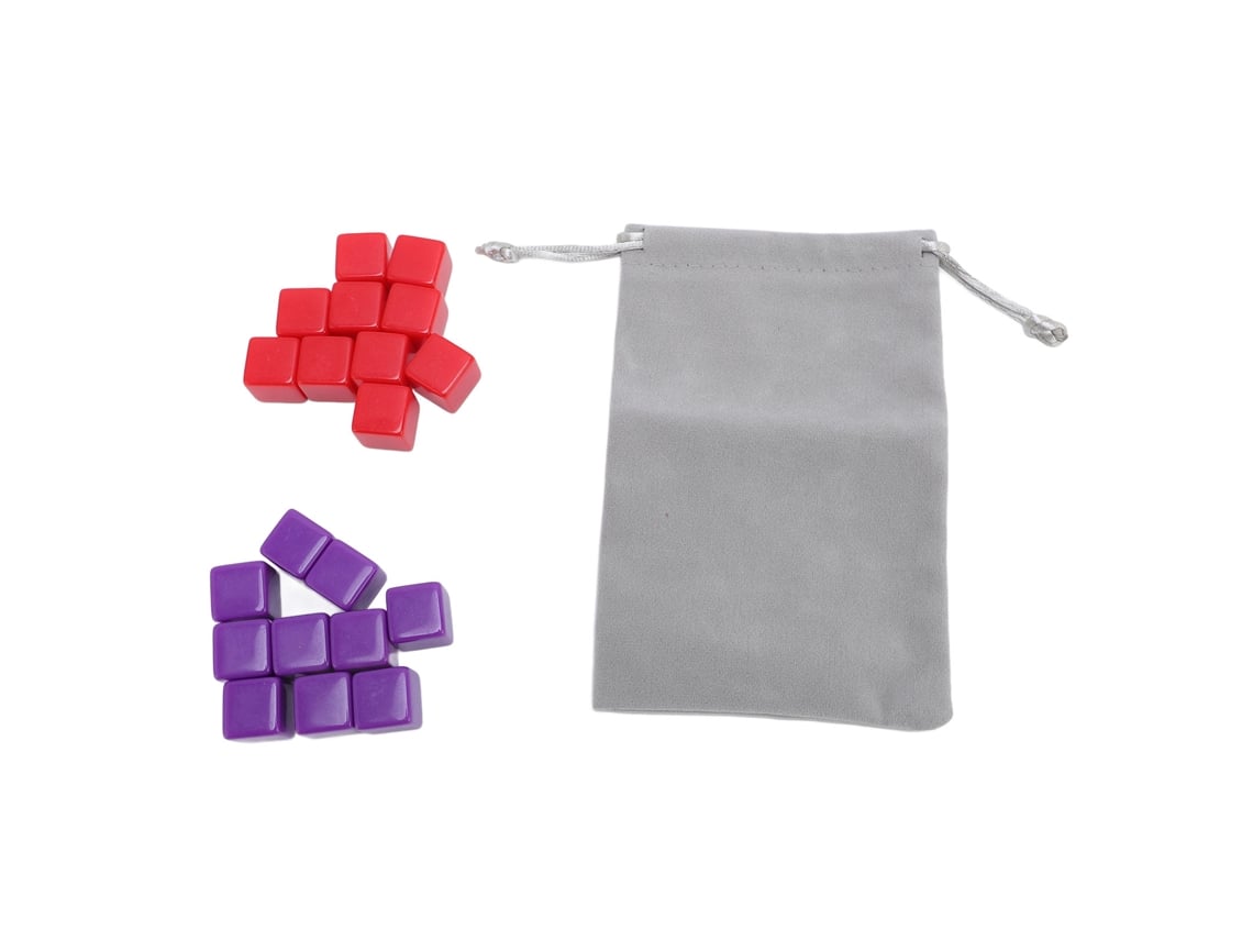 Conjunto De 20 Dados Em Plástico Brancos 16mm Diy 6 Lados Com Bolsa Para Jogos De Tabuleiro Vermelho Roxo
