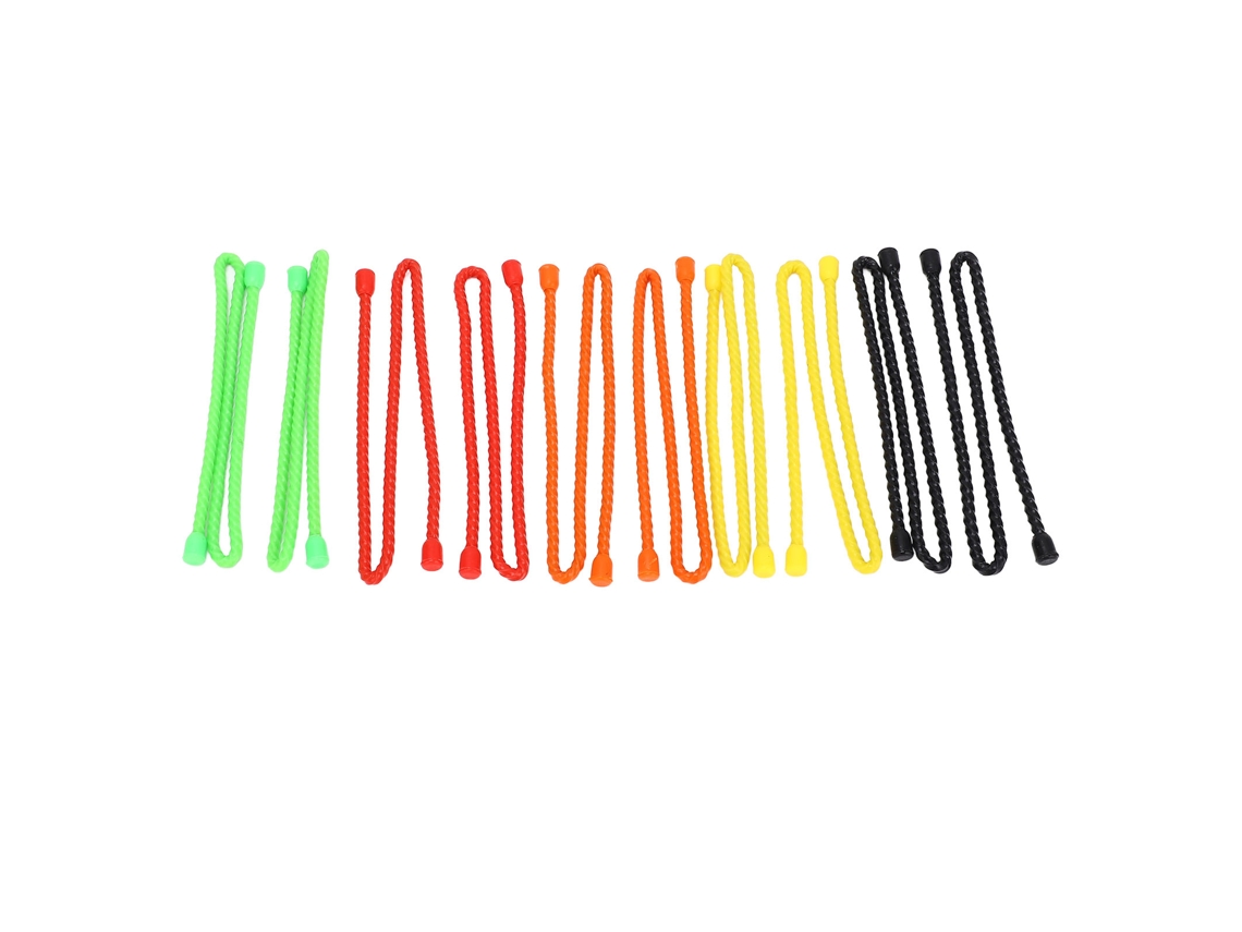 10 bridas de silicona multifuncionales, flexibles y reutilizables de 45 cm (18 pulgadas) de largo y 5 mm de diámetro - Rojo, naranja, amarillo, verde, negro