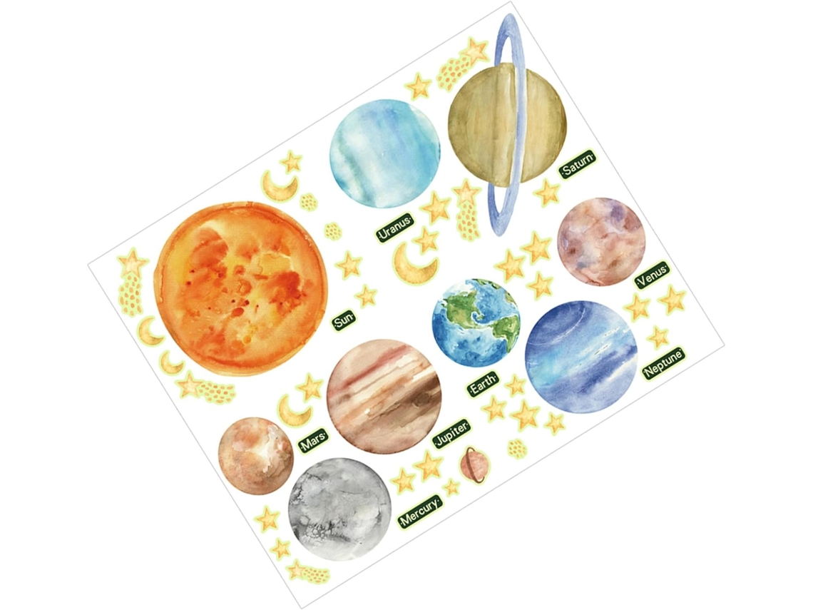 3 Juegos Pegatinas Luminosas Pared Forma De Planetas Estrellas Decoración Divertida Dormitorio.