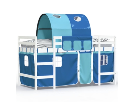 Cama alta para niños VIDAXL con torre madera pino azul (80x200cm)