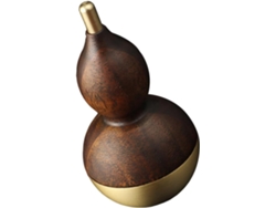Calabaza Decorativa Artesanal, De Cobre Puro Y Madera De Nogal, Adorno De Mesa.