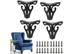 2026-linjou 4 Piezas Patas De Mueble De Hierro Negro Para Sofá, Mesa, Camas, Armarios Y Tv, 10×9×9 Cm