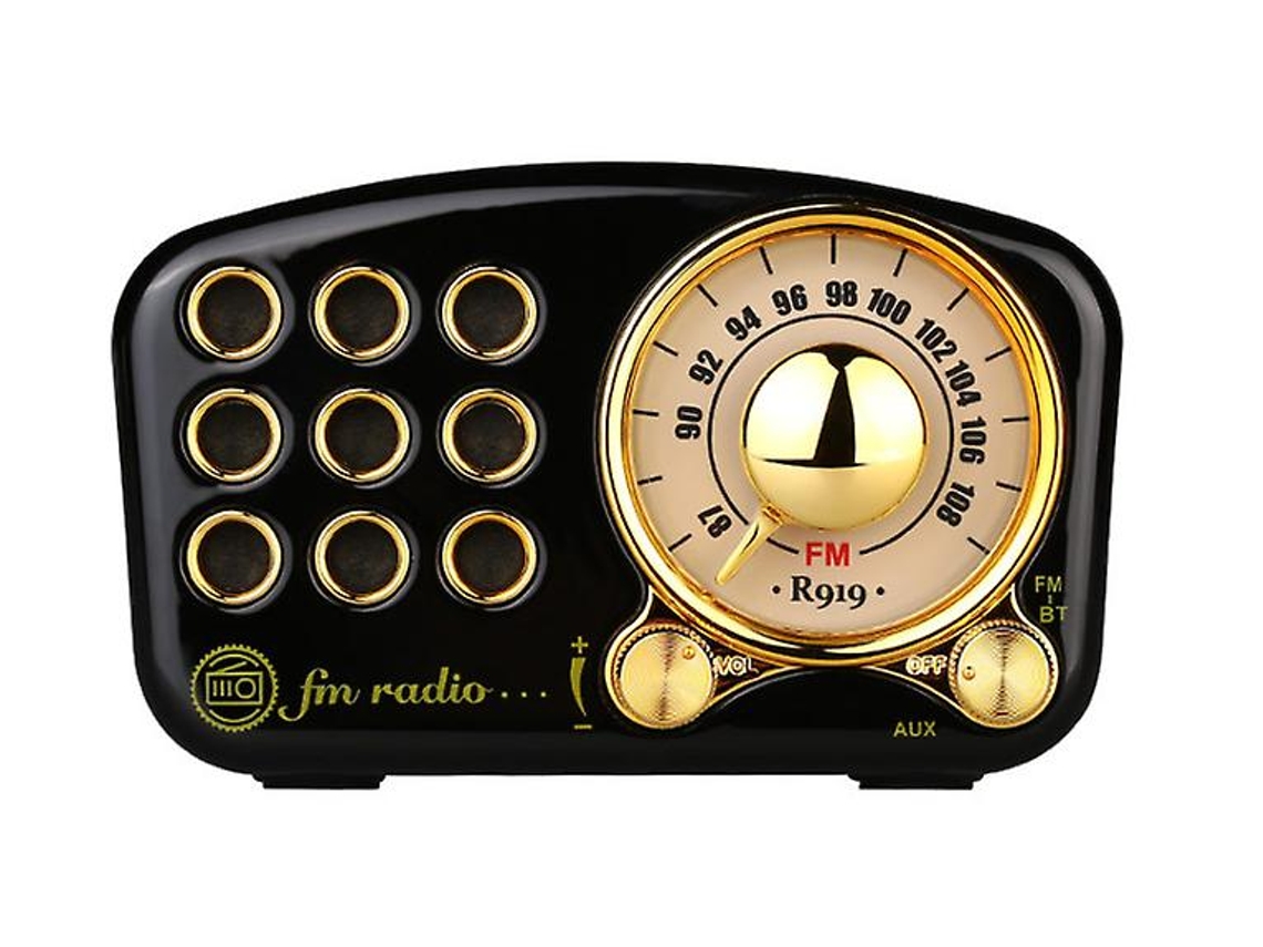 Altavoz Bluetooth retro, radio FM clásica de estilo antiguo, refuerzo de graves, conexión Bluetooth 4.5, color negro Yizhood