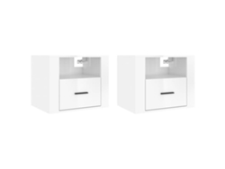 Juego de mesitas de noche de pared en blanco brillante MAISON EXCLUSIVE 50x36x40 cm