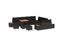 Maison Exclusive - Conjunto De Sofás De Jardín 13 Pcs Negro Ratán Sintético