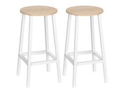 Juego de 2 taburetes de bar modernos de 65 cm, madera blanca.