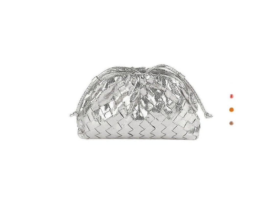 Bolso De Mano Tipo Cartera Cloud Mini Clutch De Piel Sintética Tejida Con Cierre Magnético.