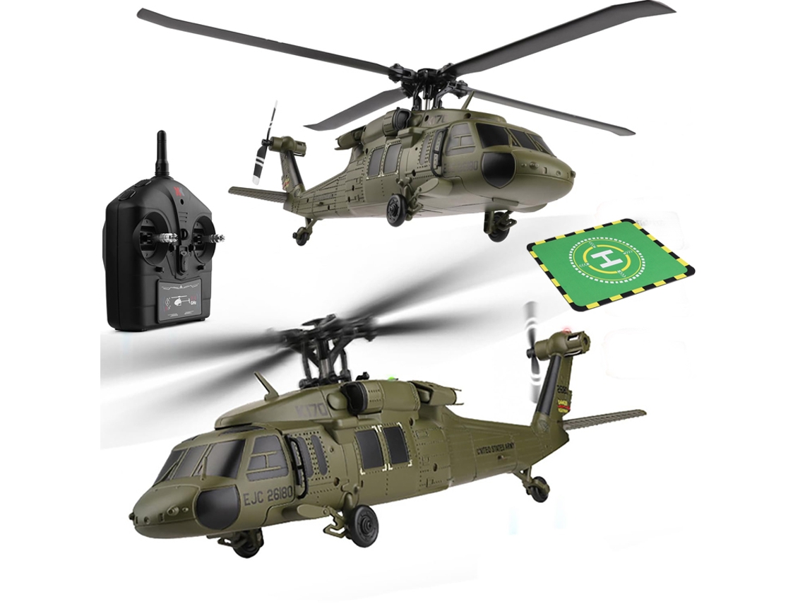 Helicóptero RC K170 UH 60L, 4 canales, motor sin escobillas, giroscopio y luz LED, modelo de avión duradero. Aeuzwr
