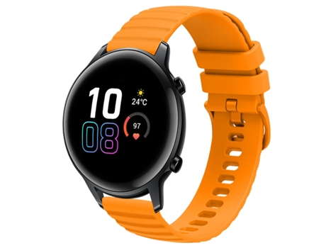 Correa de reloj inteligente para Honor Magic Watch2, correa de silicona de color sólido con patrón de puntos ondulados de 42mm y 20mm (amarillo)