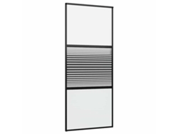 Puerta corredera negra Vidaxl con vidrio templado