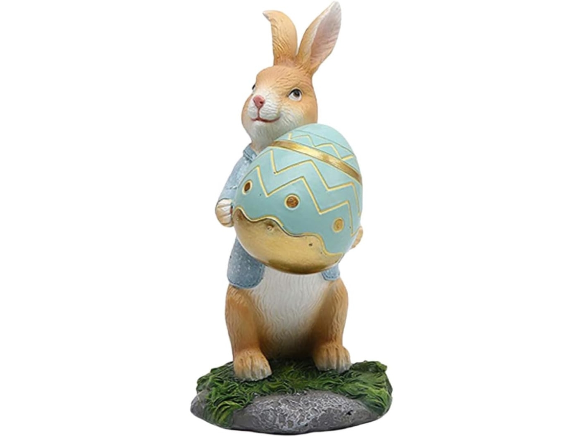 Conejo Pascua Resina Figura Conejito Adorable Alféizar Elegante Adorno Decorativo Fiestas Azul Mesa
