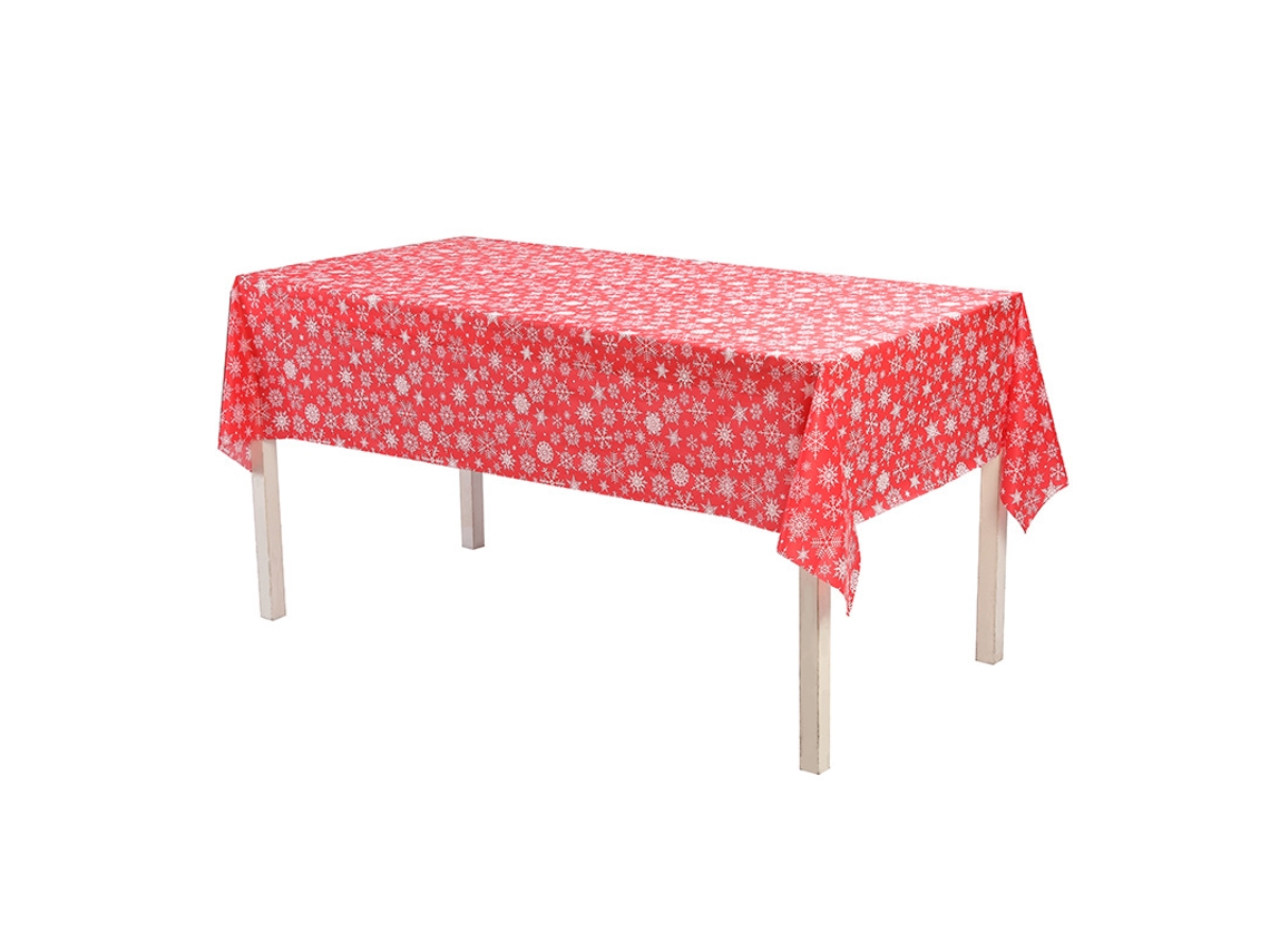 Manteles navideños desechables de PEVA, decorados con estampado de copos de nieve, paquete de 2, 137 x 274 cm Yunzii